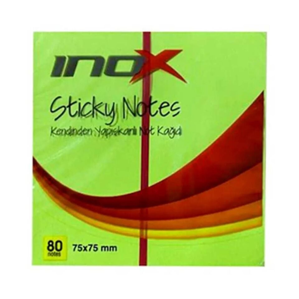 İnox Yapışkanlı Not Kağıdı 75*75 Fosforlu Renk