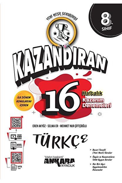 LGS Kazandıran 16 Haftalık Türkçe Kazanım Denemeleri / Ankara Yayıncılık / 9786258149760