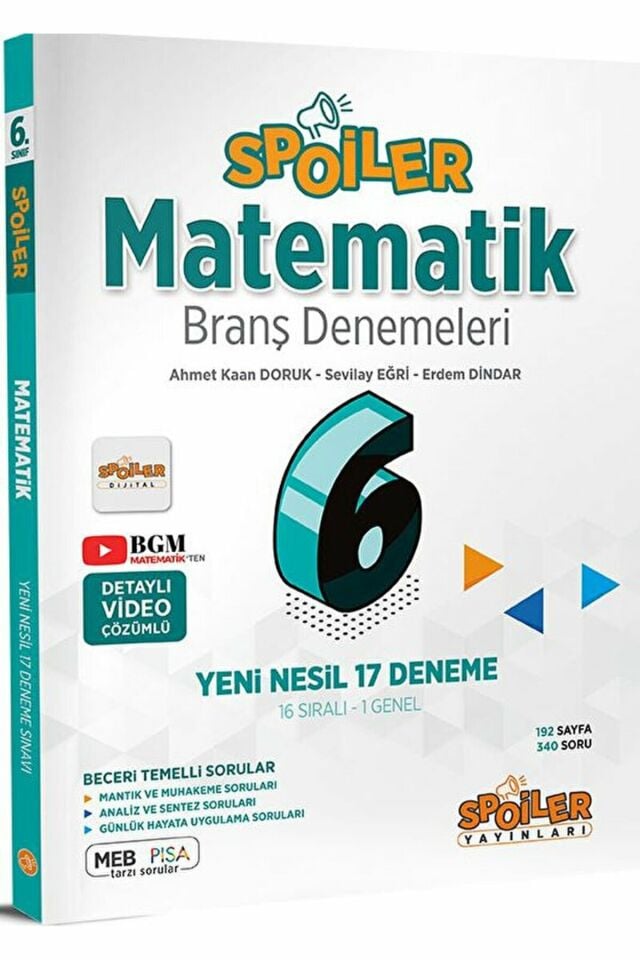 6. Sınıf Matematik Branş Denemeleri / Ahmet Kaan Doruk / Spoiler Yayınları / 9786257549387