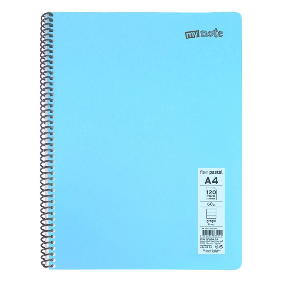 My Note Flex Spiralli Pp Defter A4 120 Yaprak Çizgili