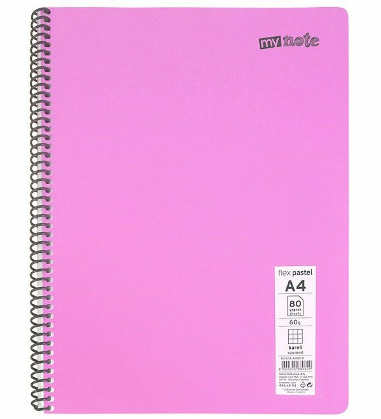 My Note Flex Pastel A4 40 Yaprak Kareli Defter Pp Kapak Spiralli