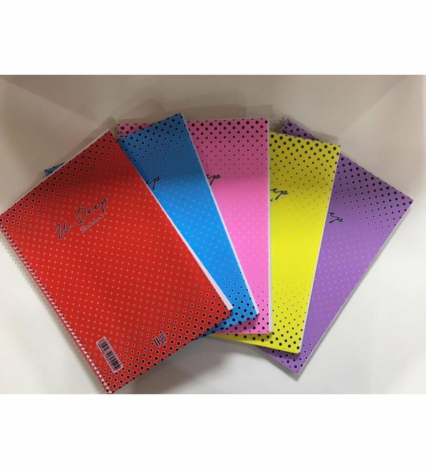 U-deep 120 Yaprak Spiralli Kareli Defter A4 Plastik Kapak Harita Metot