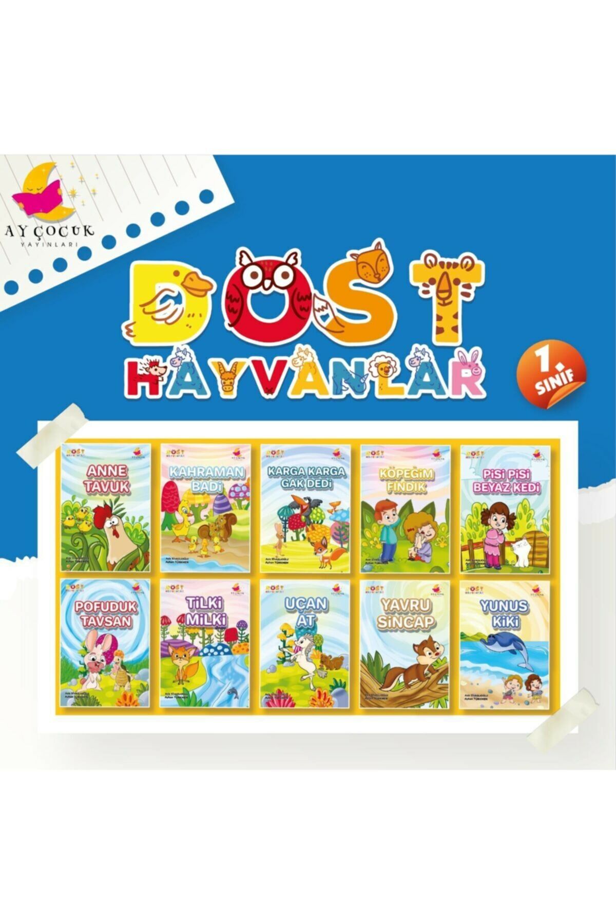 1. Sınıf Hikaye Kitabı Seti 10 Kitap Dost Hayvanlar Ay Çocuk Yayınları