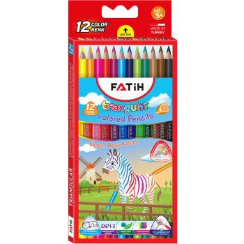 Fatih Jumbo Üçgen Triangular Kuruboya Kalemi 12 Renk TB