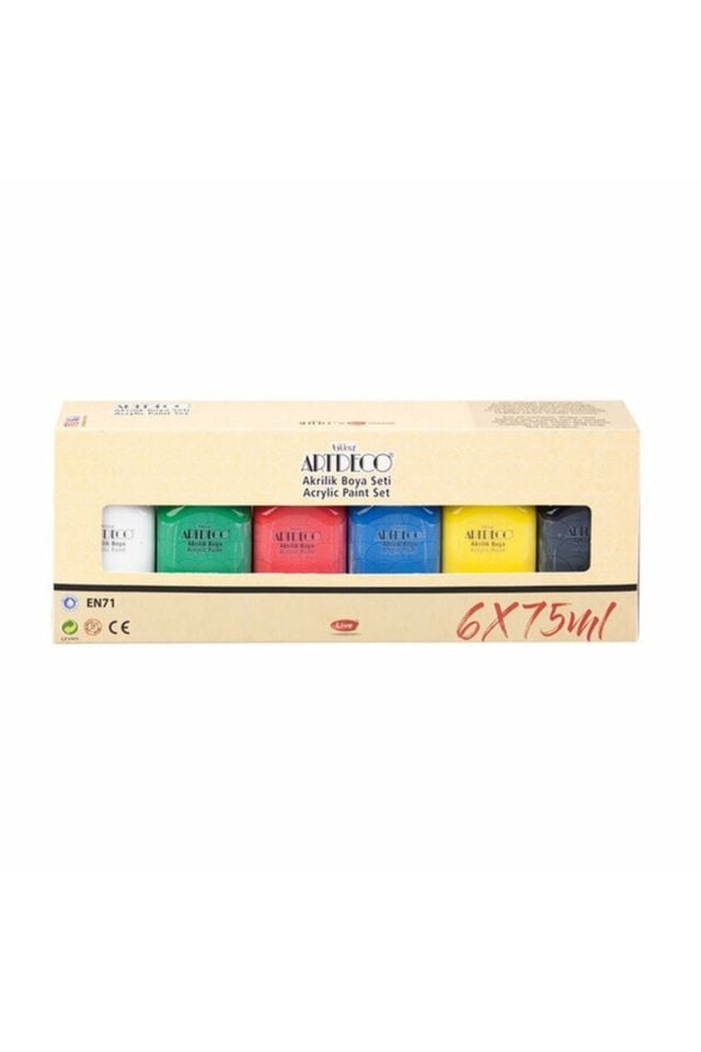 Akrilik Boya 6x75ml Set Canlı Renkler Lv-y-070ı