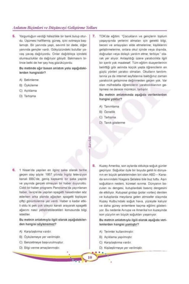 8. Sınıf Lgs Paragraf Soru Bankası Yni