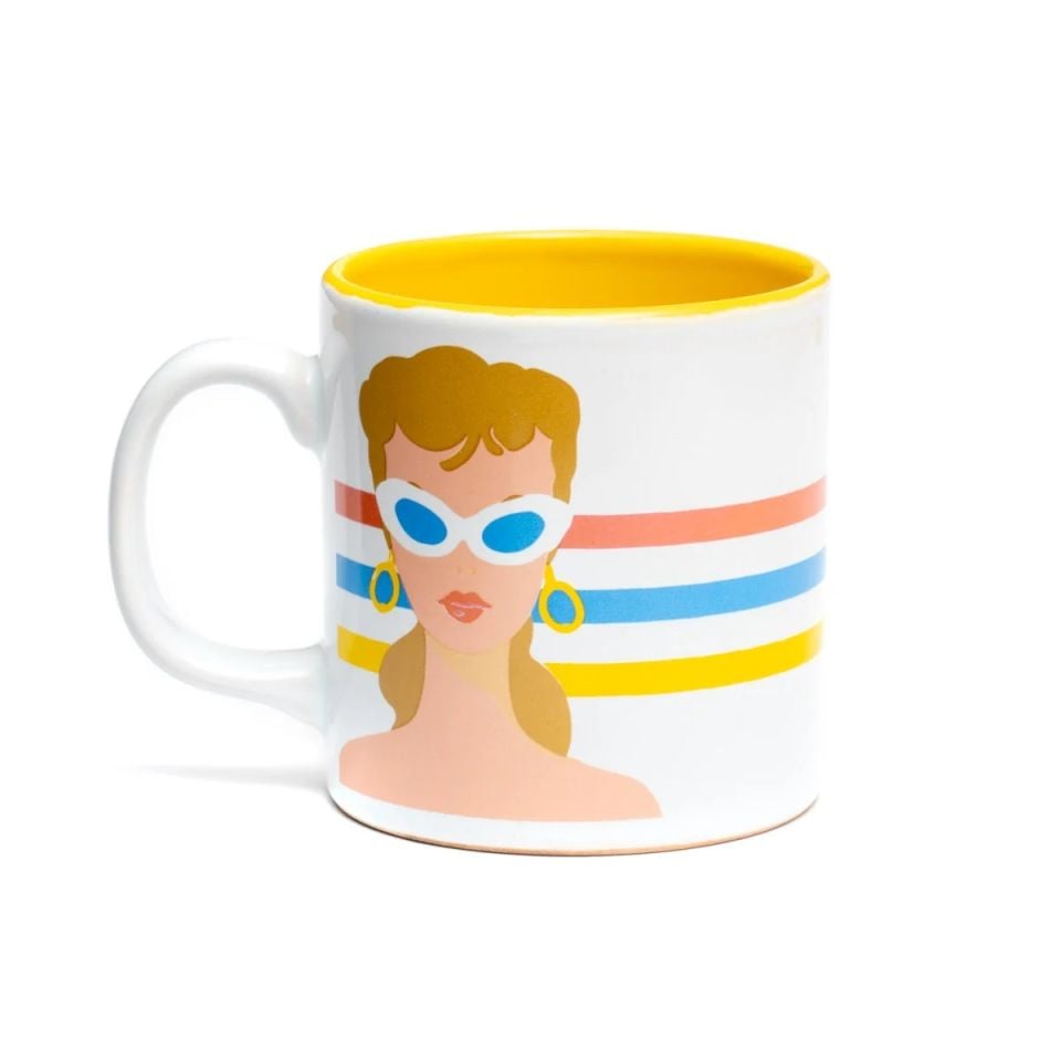 Barbie Inspiring Girls Since 1959 İç Sarı Dış Beyaz Mug