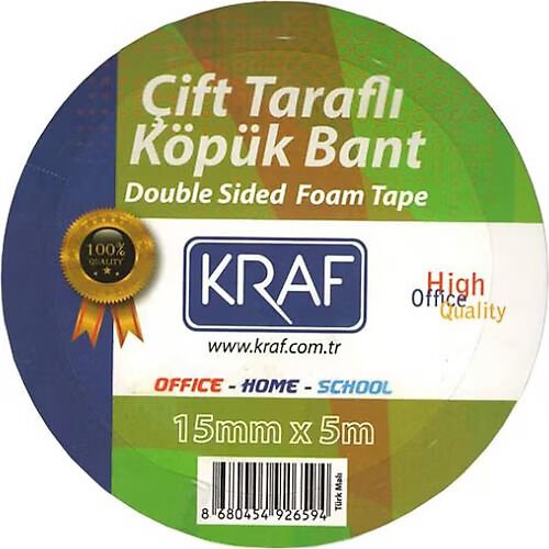 KRAF ÇİFT TARAFLI KÖPÜK BANT 15MMX5M 5015G