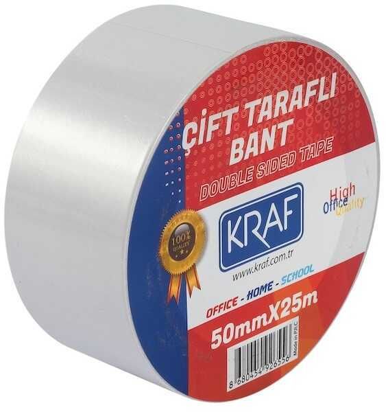 Kraf Çift Taraflı Bant 50mmx25m 2550G Şeffaf