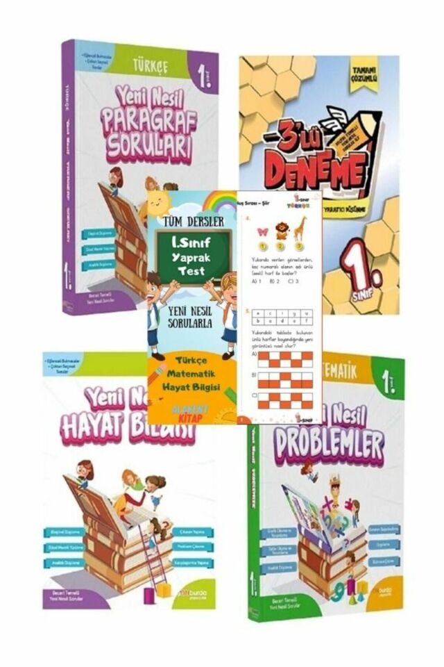 on burda set 4 kitap + Alakent 1. sınıf yaprak test