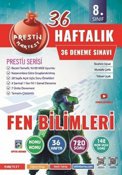 Nartest 8 Sınıf Fen Bilimleri Prestij Haftalık  Denemeleri