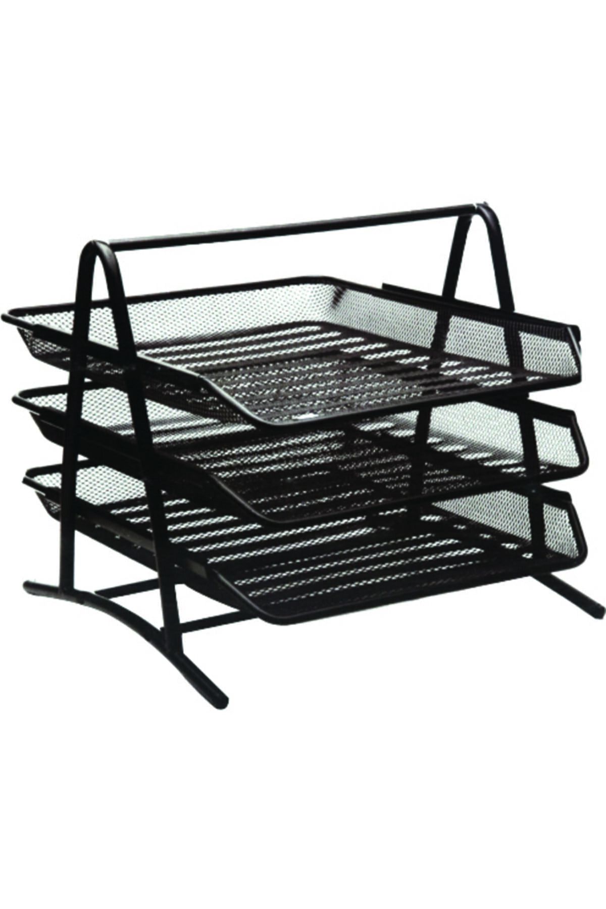 Perfore Evrak Rafı Metal 3 Katlı 460g Siyah