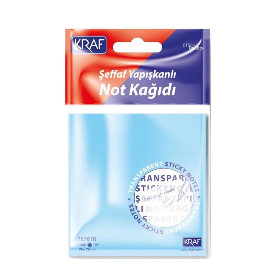 Kraf Yapışkanlı Not Kağıdı 76*76 100 yp Şeffaf
