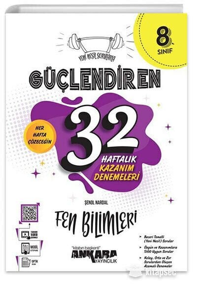 Ankara 8 Sınıf Fen Bilimleri Güçlendiren 32 Haftalık Kazanım Denemeleri