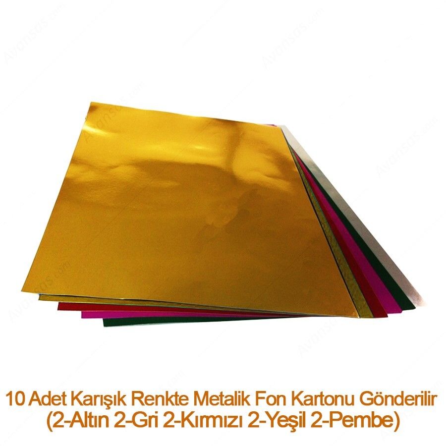 Puti Metalik Fon Kartonu 25x35 Cm 10 lu Paket