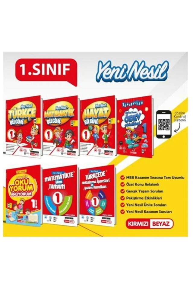 Kırmızı Beyaz 1.sınıf 2.dönem Tüm Dersler 7'li Set