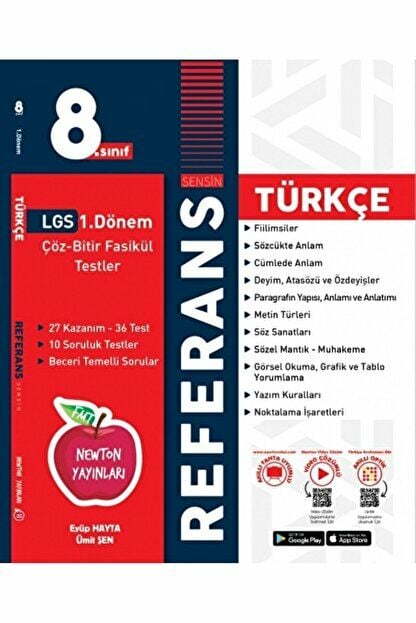 8. Sınıf 1. Dönem Tekrarı Referans Türkçe Fasikül Soru Bankası / Newton Yayınları / 9786057327925