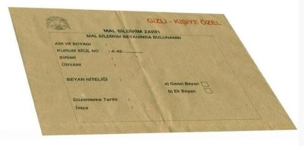 Altın Yıldız Mal Bildirim Zarfı