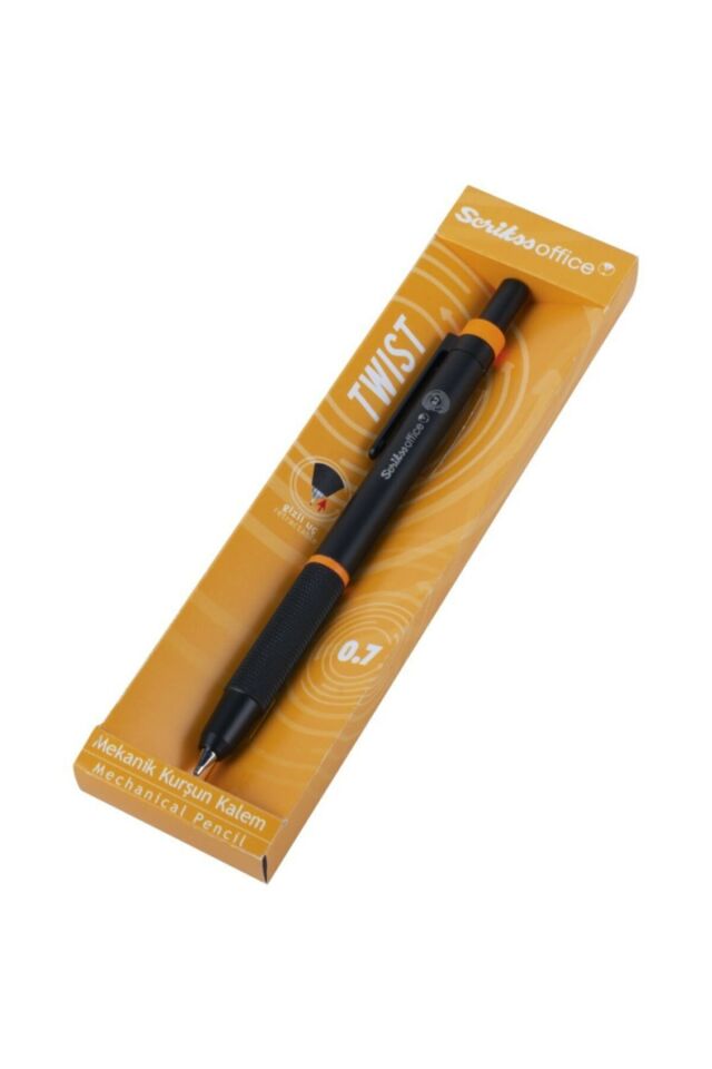 Office Twist Mekanik Uçlu Versatil Kalem 0.7 Mm Turuncu, Şeffaf Kutu