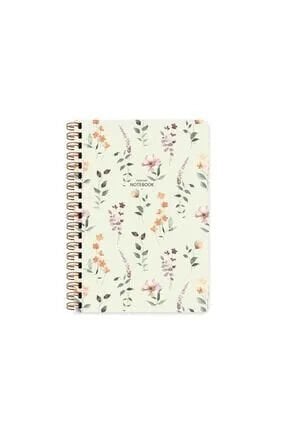 Keskin A5 Spiralli Sert Kapak Çizgili Çiçekli Defter 96yp