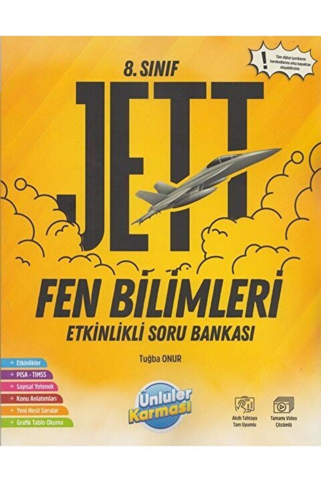 8. Sınıf Fen Bilimleri Jett Etkinlikli Soru Bankası / Tuğba Onur / Ünlüler Karması / 9786057457349