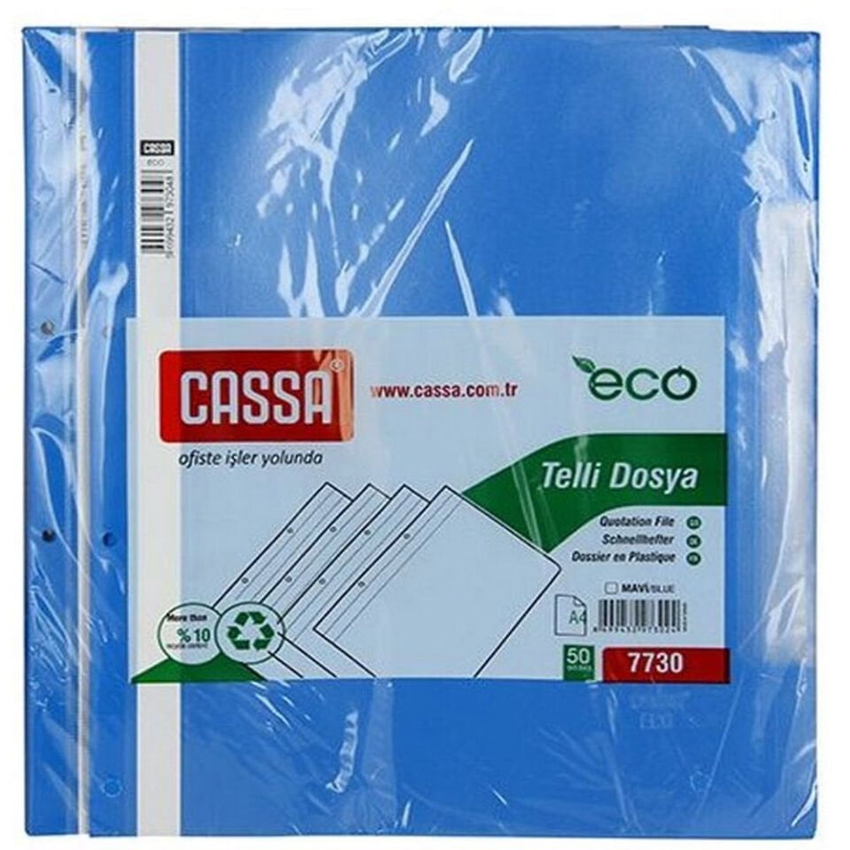 CASSA TELLİ DOSYA PLASTİK MAVİ