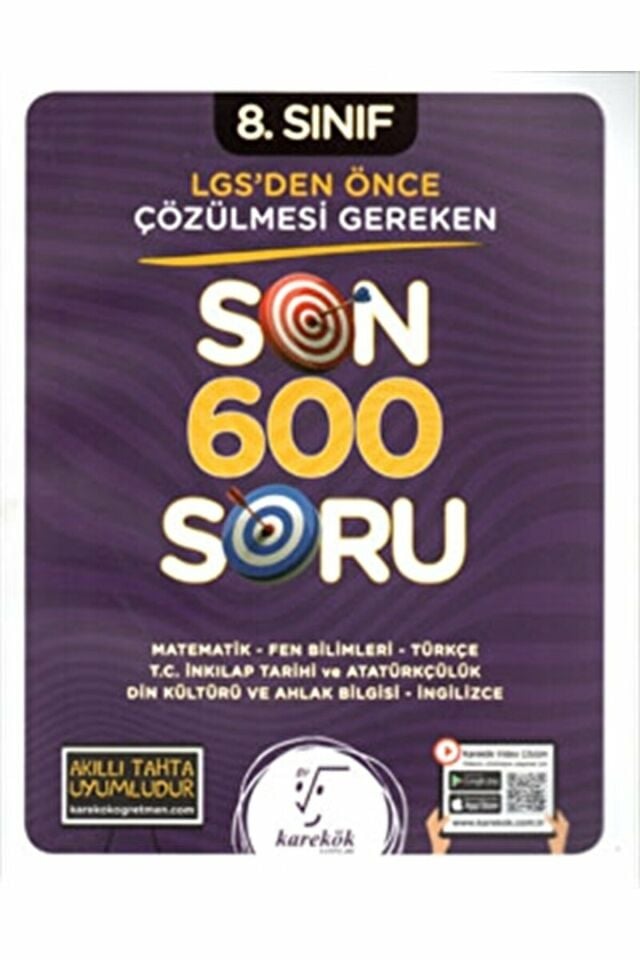 8. Sınıf LGS'den Önce Çözülmesi Gereken Son 600 Soru / Kolektif / Karekök Yayıncılık / 9786257154512