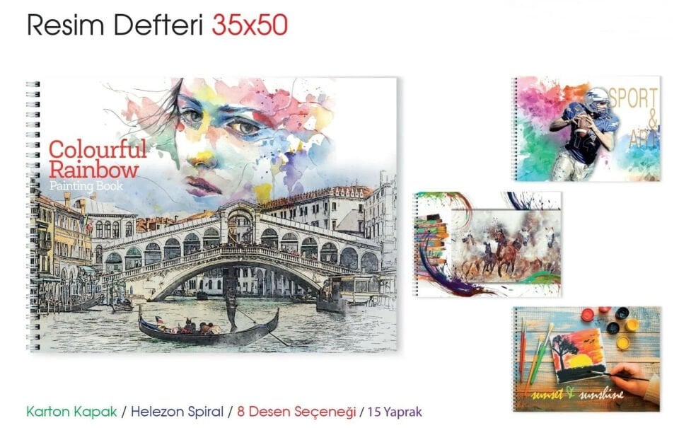 Mcolor Resim Defteri 35x50 Cm Büyük Boy Spiralli Karton Kapak