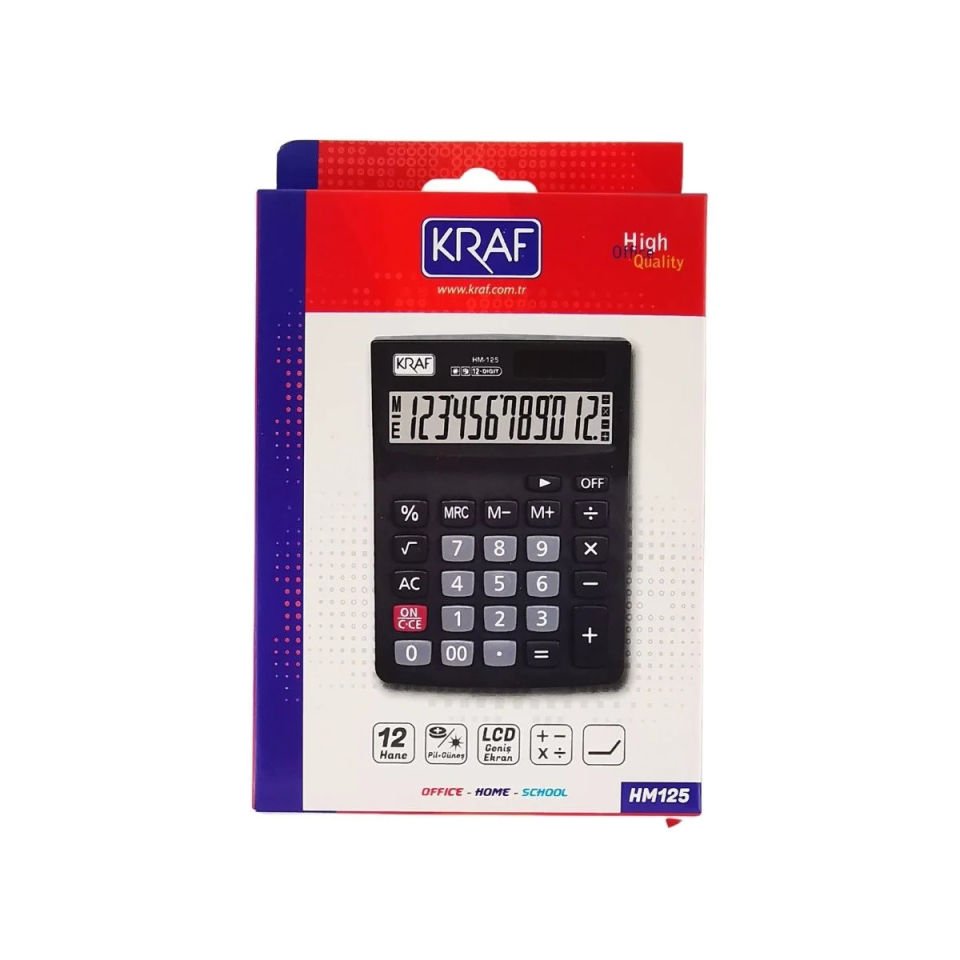 KRAF HESAP MAKİNESİ MASAÜSTÜ 12 HANE HM-125