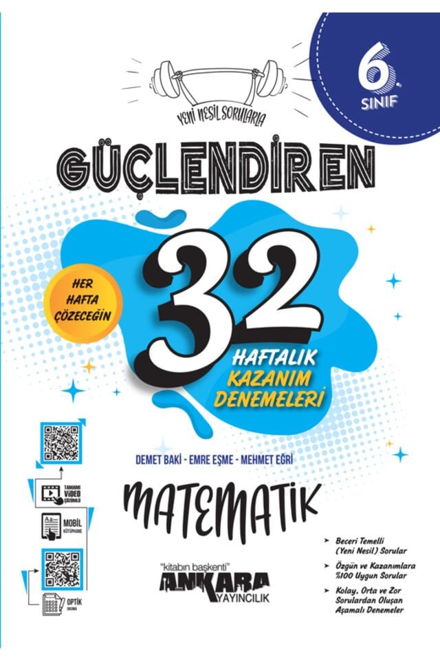 6. Sınıf Güçlendiren 32 Haftalık Matematik Kazanım Denemeleri